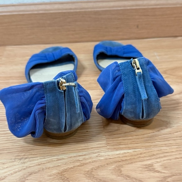 Fendi Flats Sandals Suede & Chiffon Tulle Mesh Ankle Wrap Bow Size EU 37 US 7 - Picture 2 of 11